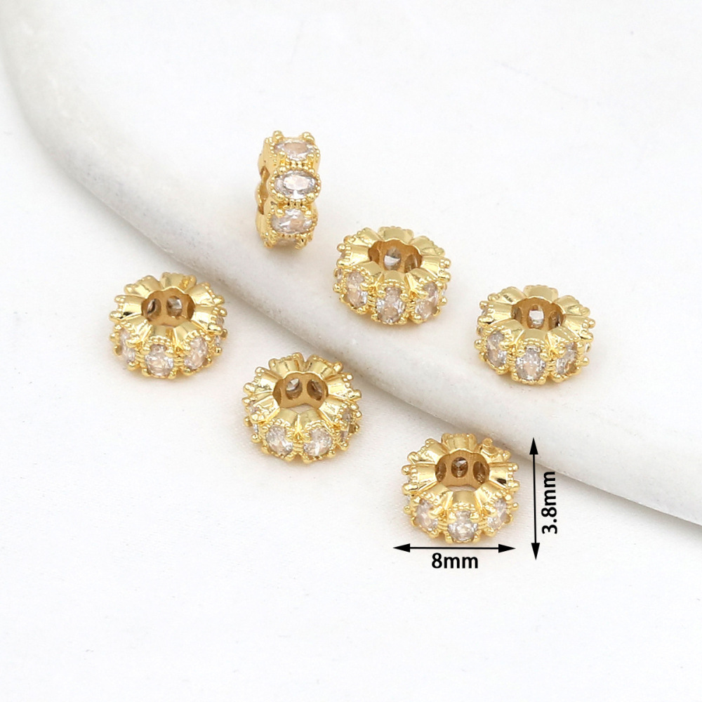 MYK3730-100 pieces/bag of 18k zircon petal DIY spacer beads