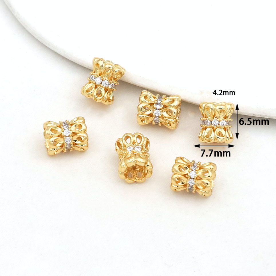MYK3730-100 pieces/bag of 18k zircon petal DIY spacer beads