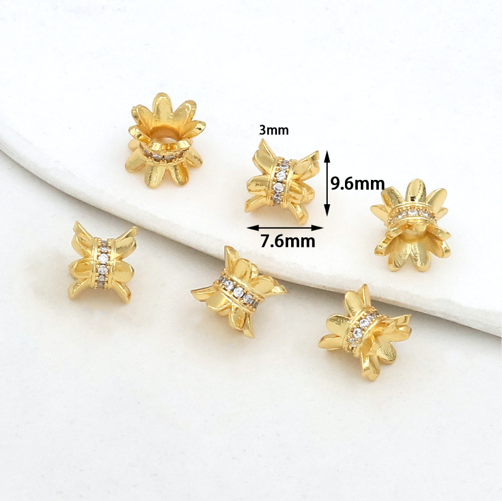 MYK3730-100 pieces/bag of 18k zircon petal DIY spacer beads