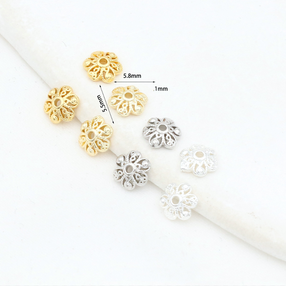 MYK3735-100 pieces/bag 18K floral bead holder/spacer
