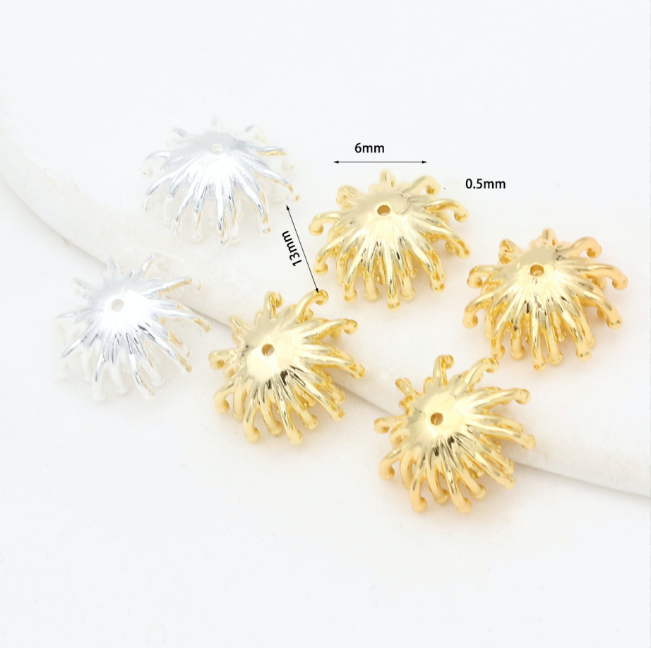 MYK3735-100 pieces/bag 18K floral bead holder/spacer