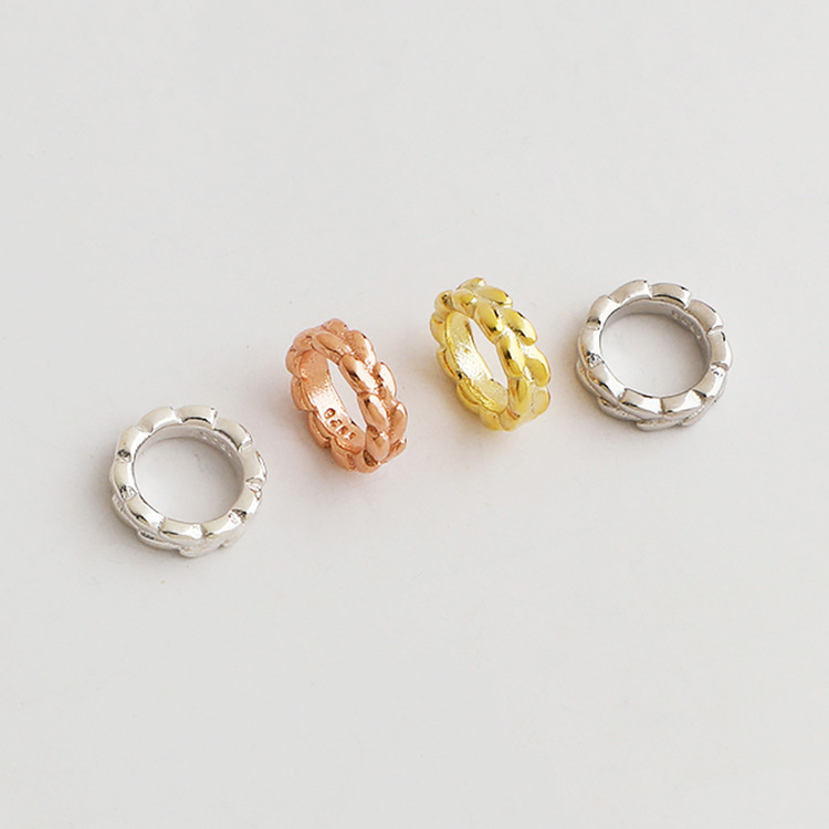 S925 Sterling Silver Gold-Plated Wheat Ear Closed-Ring Spacer Beads - DIY Accessories