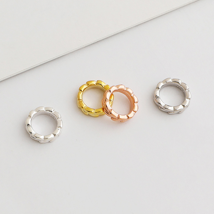 S925 Sterling Silver Gold-Plated Wheat Ear Closed-Ring Spacer Beads - DIY Accessories