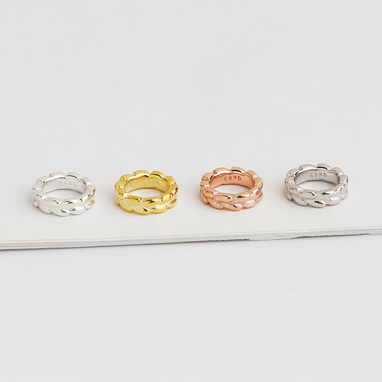 S925 Sterling Silver Gold-Plated Wheat Ear Closed-Ring Spacer Beads - DIY Accessories