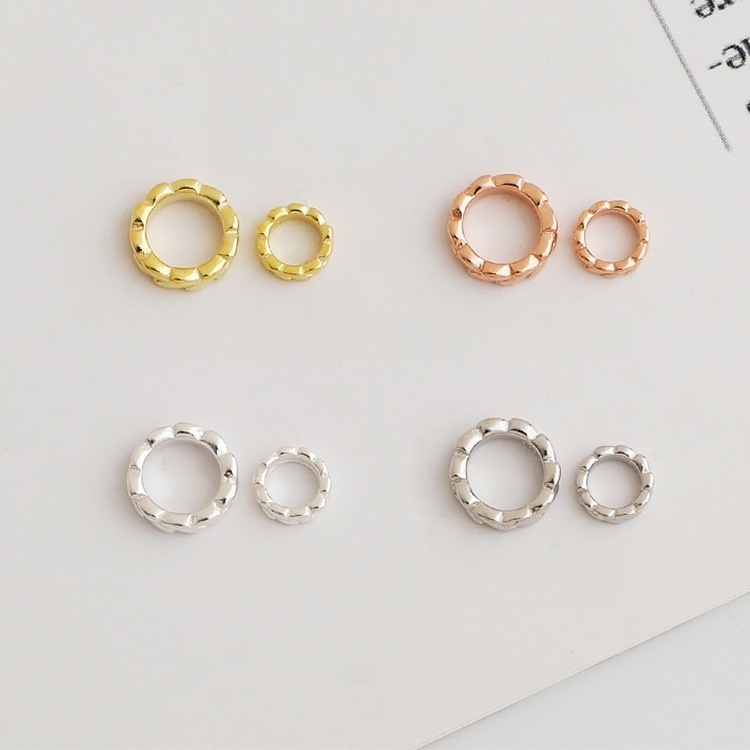S925 Sterling Silver Gold-Plated Wheat Ear Closed-Ring Spacer Beads - DIY Accessories