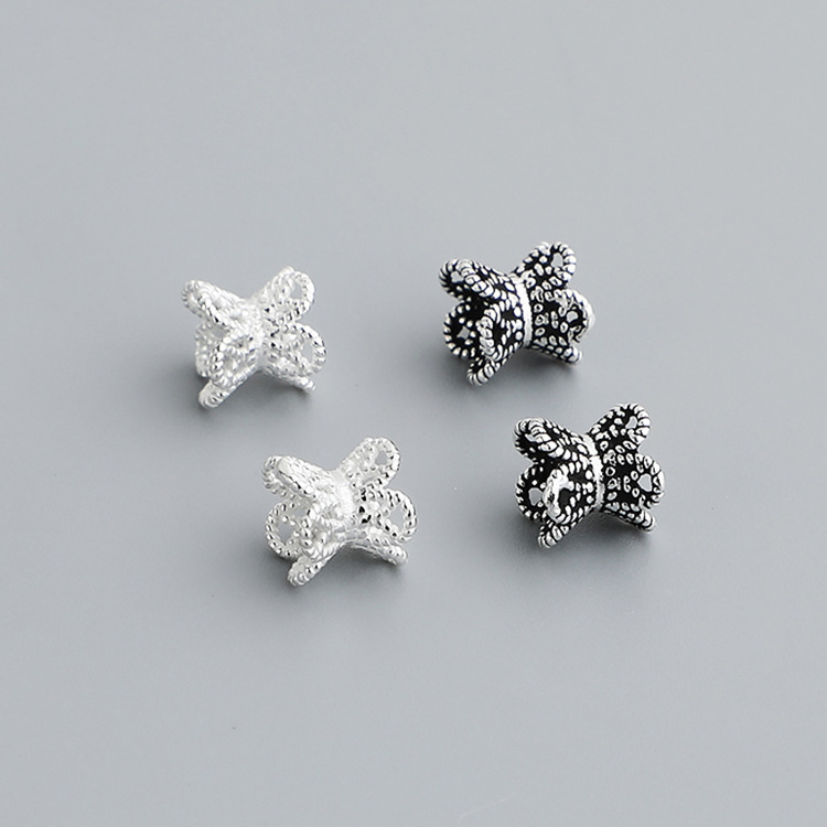 S925 Sterling Silver Thai Silver Hollowed-out Double-sided Flower Holder - DIY Accessory
