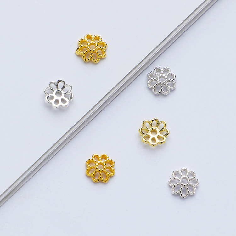 S925 Sterling Silver Thai Silver Hollowed-out Double-sided Flower Holder - DIY Accessory