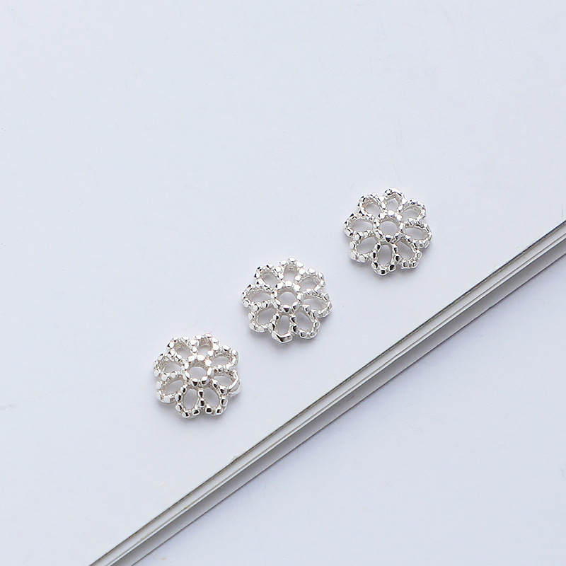 S925 Sterling Silver Thai Silver Hollowed-out Double-sided Flower Holder - DIY Accessory