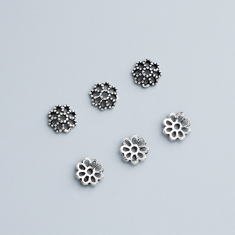 S925 Sterling Silver Thai Silver Hollowed-out Double-sided Flower Holder - DIY Accessory