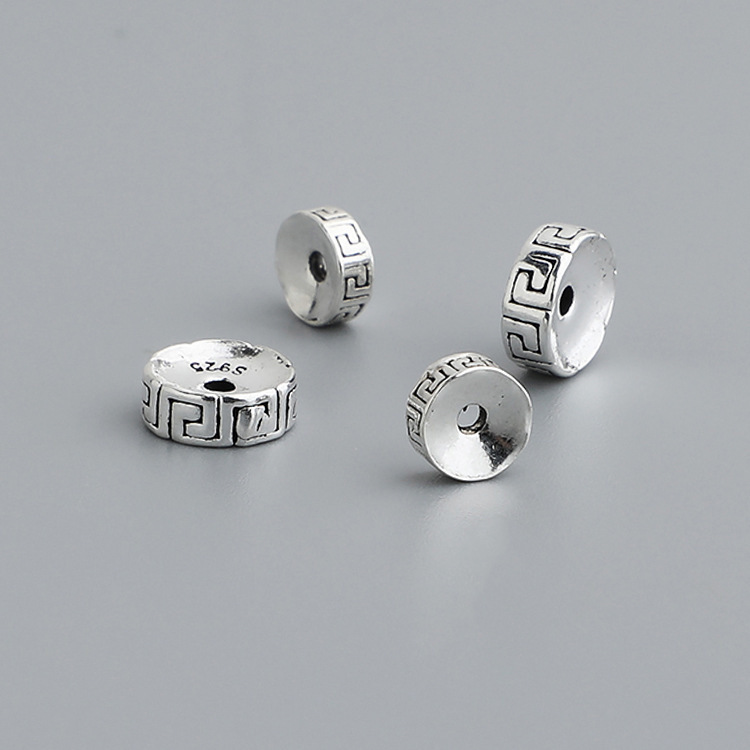 S925 Sterling Silver Vintage Thai Silver Spacer Beads - DIY Accessories