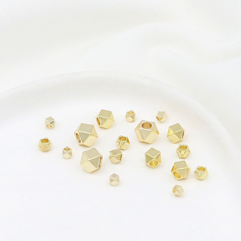 MYK3749-100 pieces/bag 18K polygonal multifaceted spacer beads, diamond-shaped beads