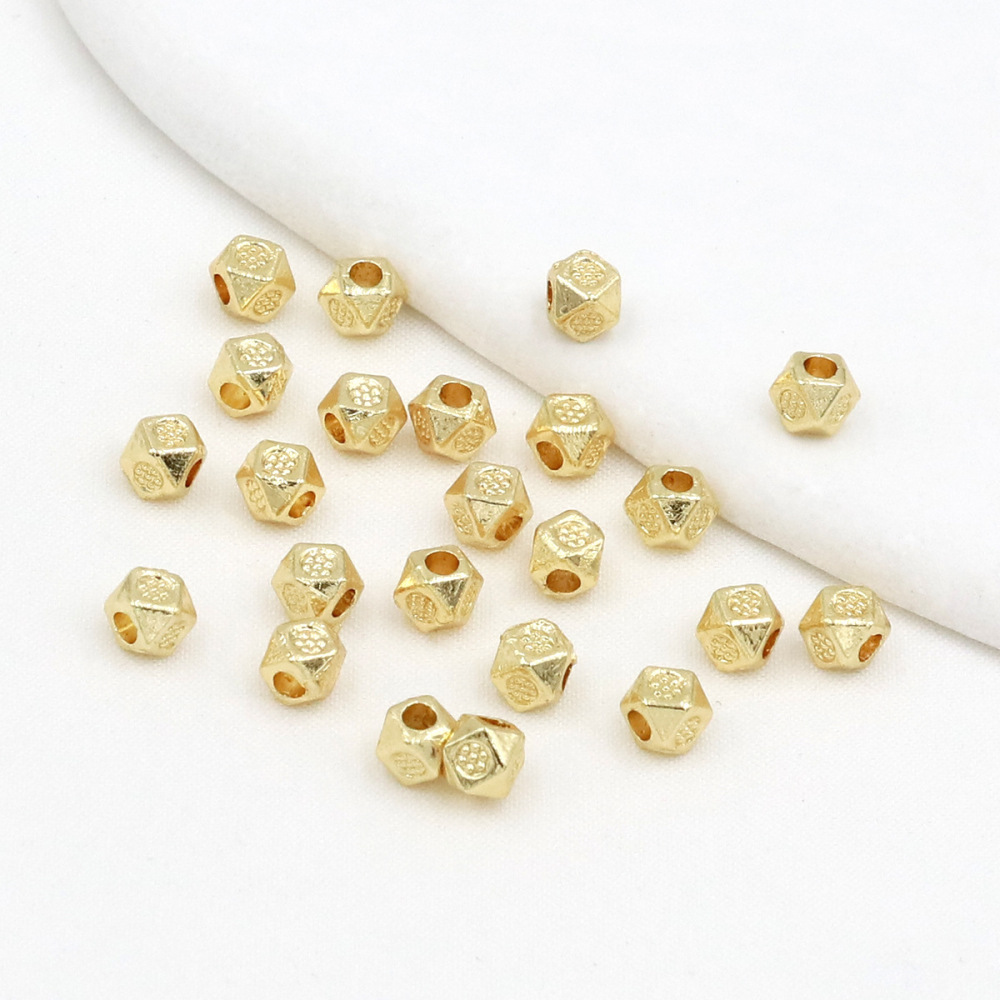 MYK3743-100 pieces/bag 18k gold dotted diamond-shaped spacer beads