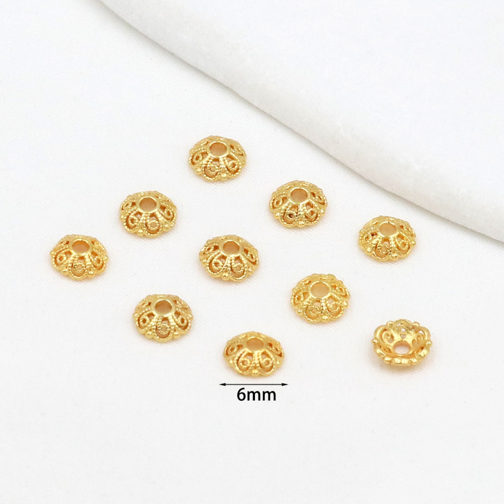 MYK3740-100 pieces/bag 18k gold flower holder, flower cap, bead holder, spacer bead