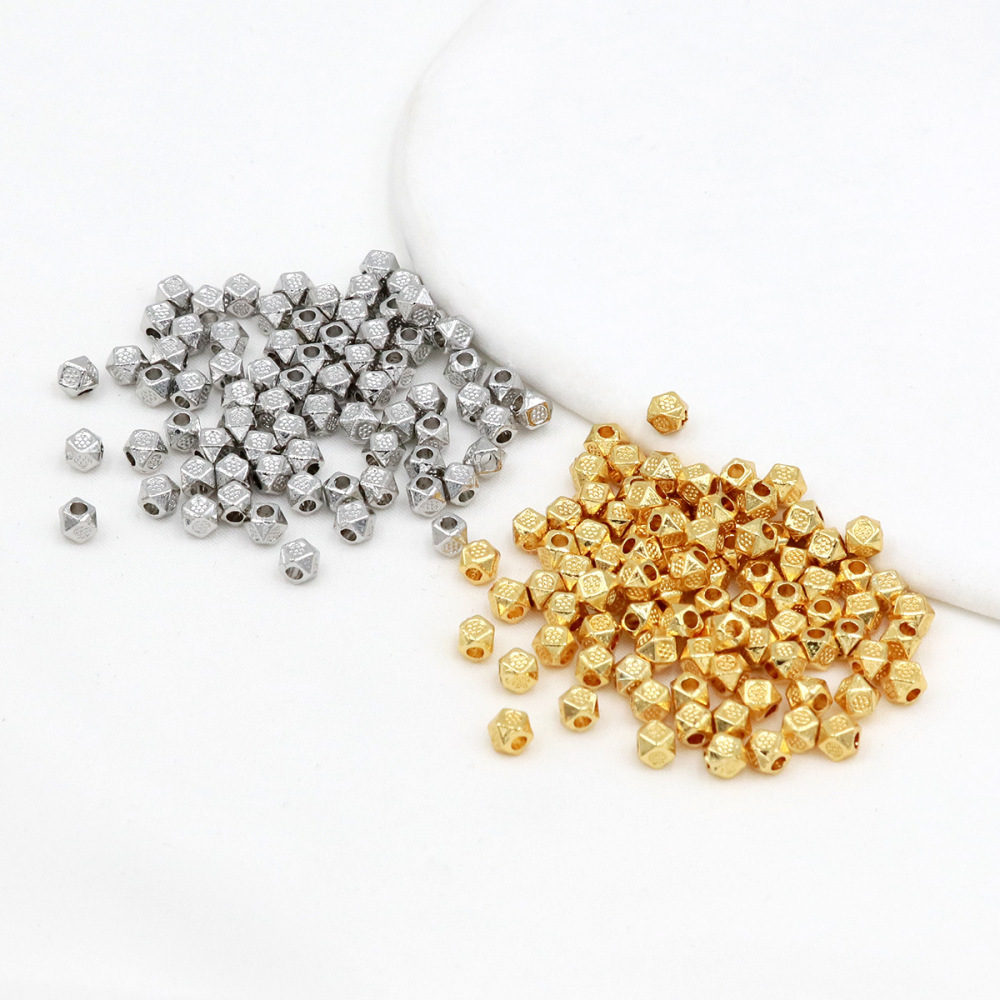 MYK3743-100 pieces/bag 18k gold dotted diamond-shaped spacer beads