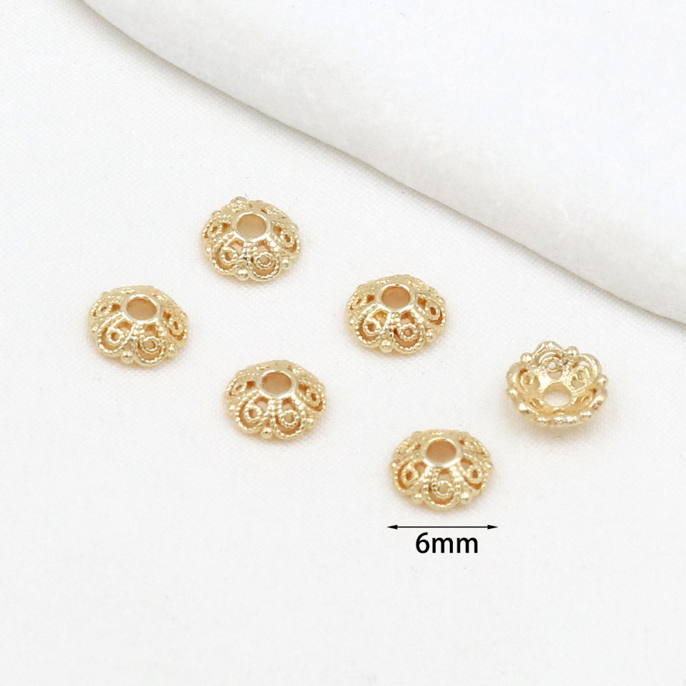 MYK3740-100 pieces/bag 18k gold flower holder, flower cap, bead holder, spacer bead