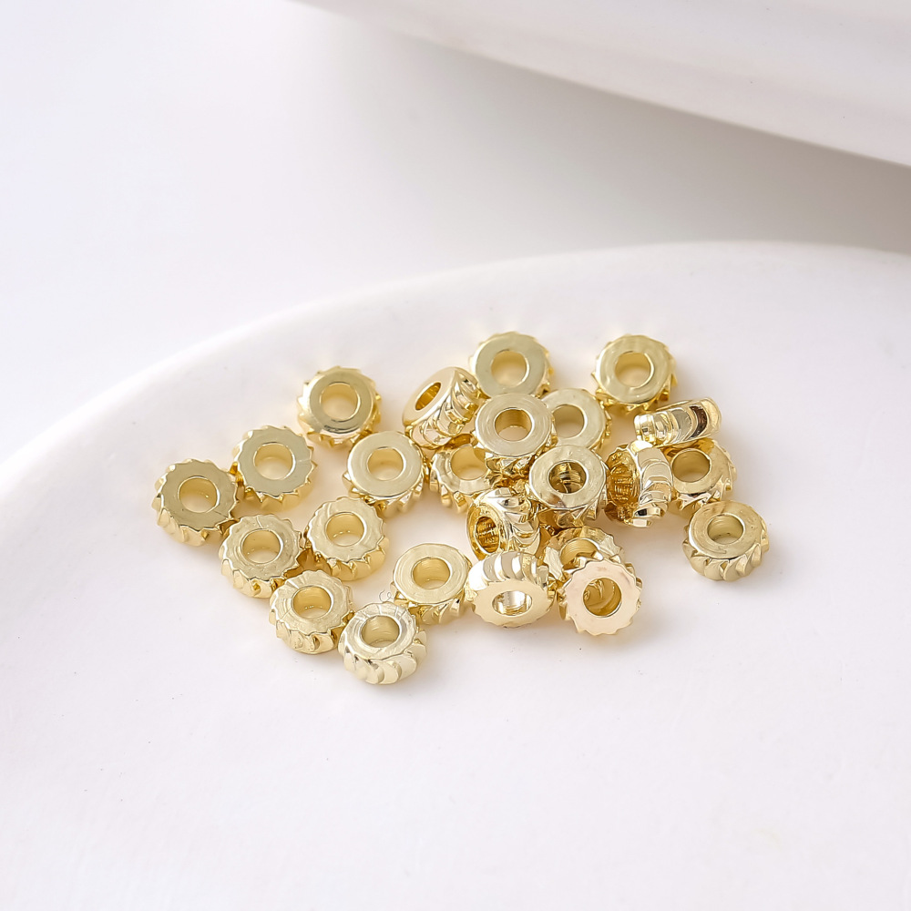 MYK3738-100 pieces/bag 18K flat curved blade ball wheel spacer beads