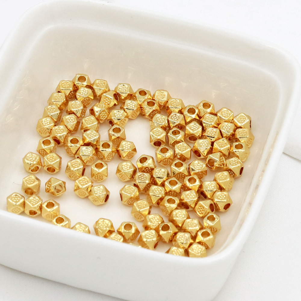 MYK3743-100 pieces/bag 18k gold dotted diamond-shaped spacer beads