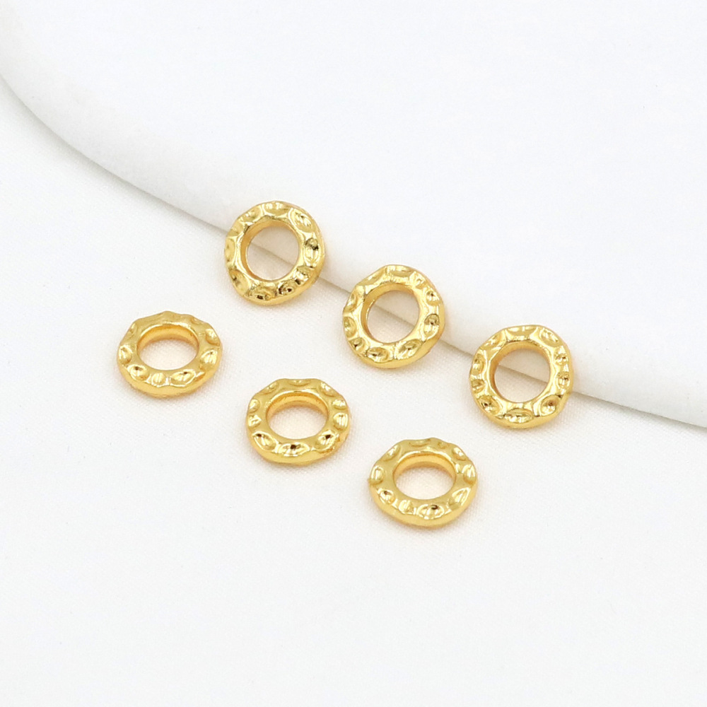 MYK3741-100 pieces/bag of 18k gold textured spacer Qiankun Ring DIY accessories