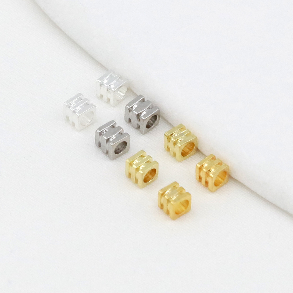MYK3751-100 pieces/bag of 18K gold square three-tiered tower-shaped spacer beads