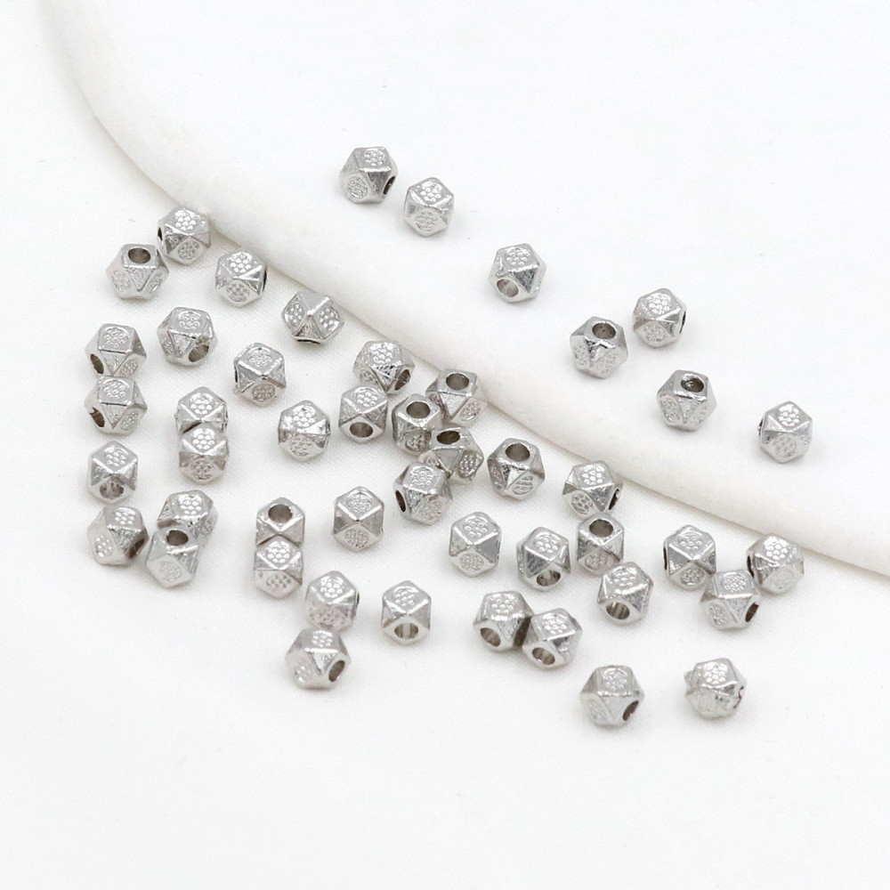 MYK3743-100 pieces/bag 18k gold dotted diamond-shaped spacer beads