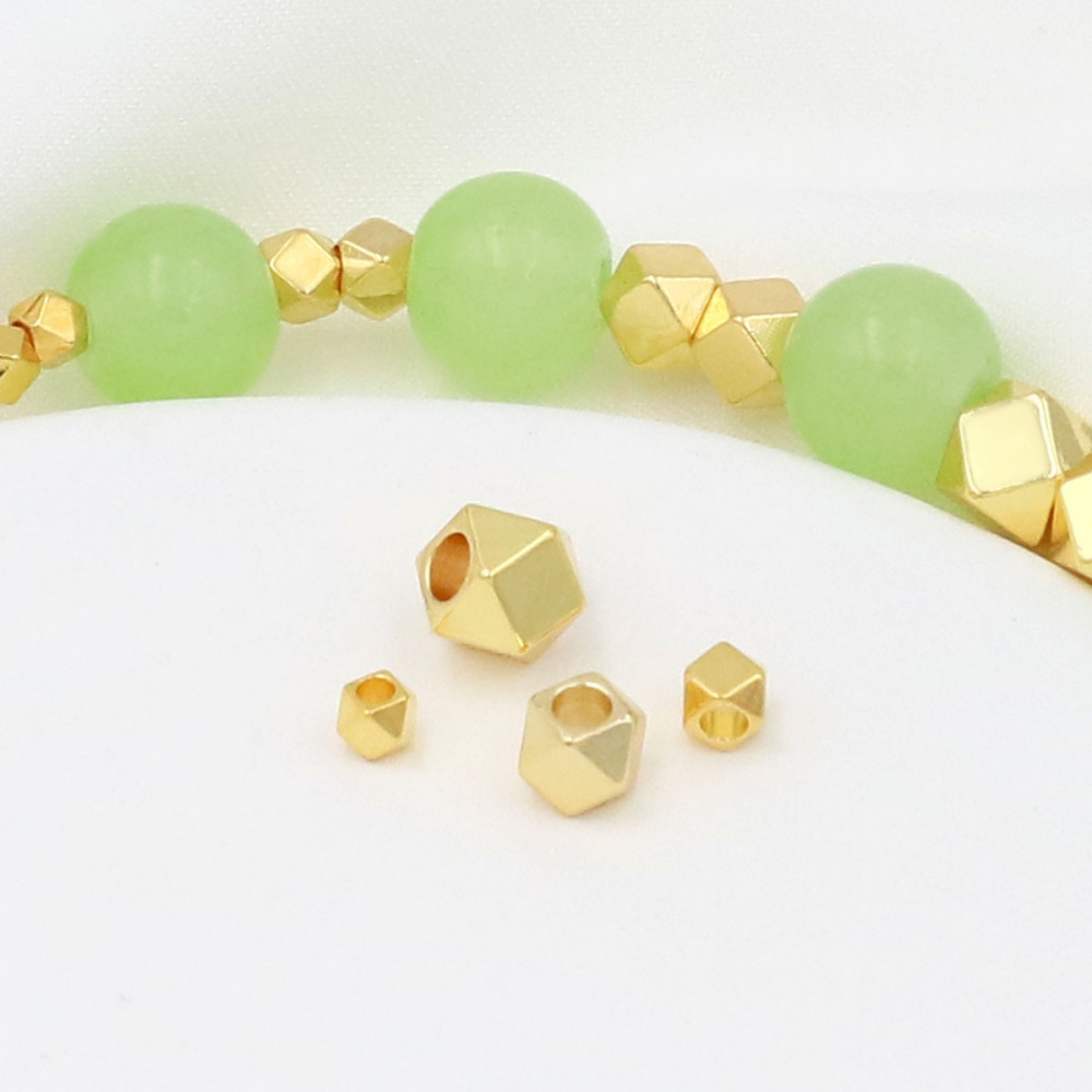 MYK3749-100 pieces/bag 18K polygonal multifaceted spacer beads, diamond-shaped beads