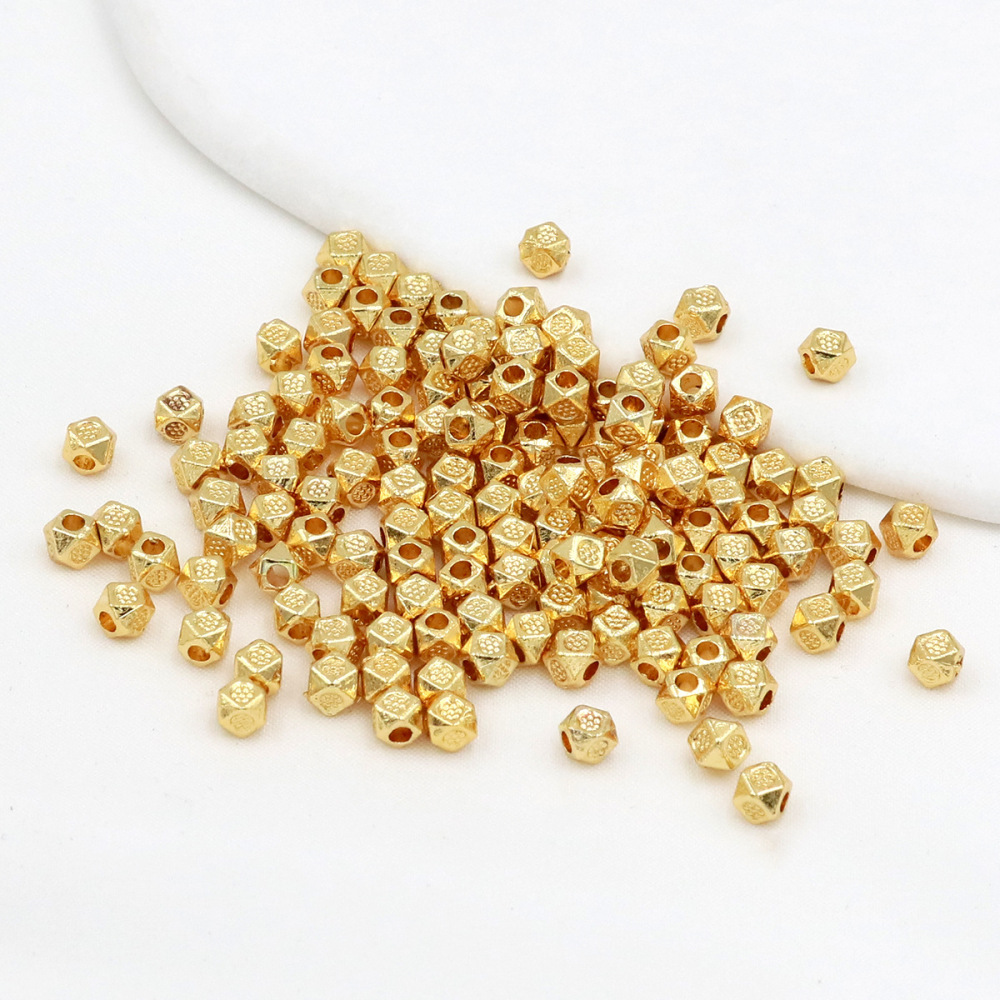 MYK3743-100 pieces/bag 18k gold dotted diamond-shaped spacer beads