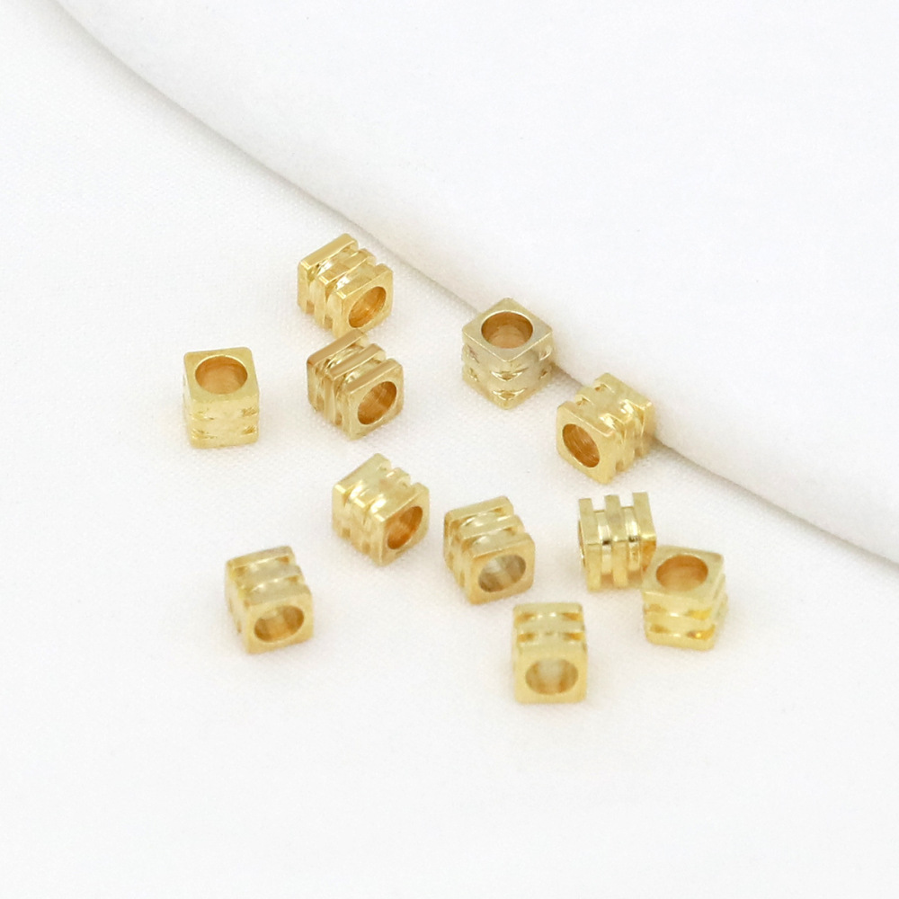 MYK3751-100 pieces/bag of 18K gold square three-tiered tower-shaped spacer beads