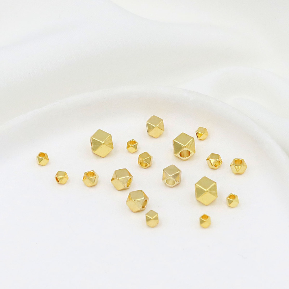 MYK3749-100 pieces/bag 18K polygonal multifaceted spacer beads, diamond-shaped beads