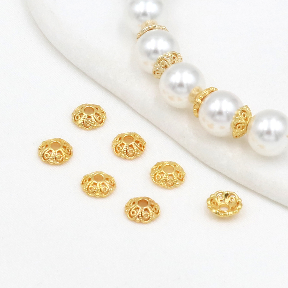 MYK3740-100 pieces/bag 18k gold flower holder, flower cap, bead holder, spacer bead