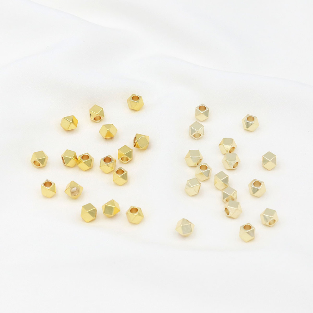 MYK3749-100 pieces/bag 18K polygonal multifaceted spacer beads, diamond-shaped beads