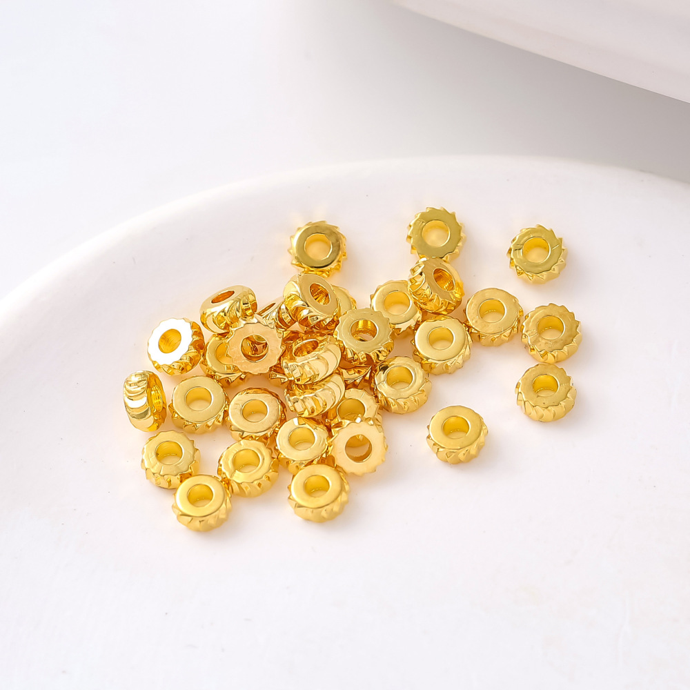 MYK3738-100 pieces/bag 18K flat curved blade ball wheel spacer beads