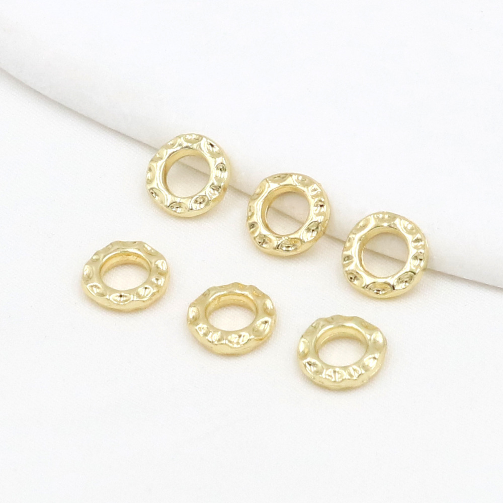 MYK3741-100 pieces/bag of 18k gold textured spacer Qiankun Ring DIY accessories