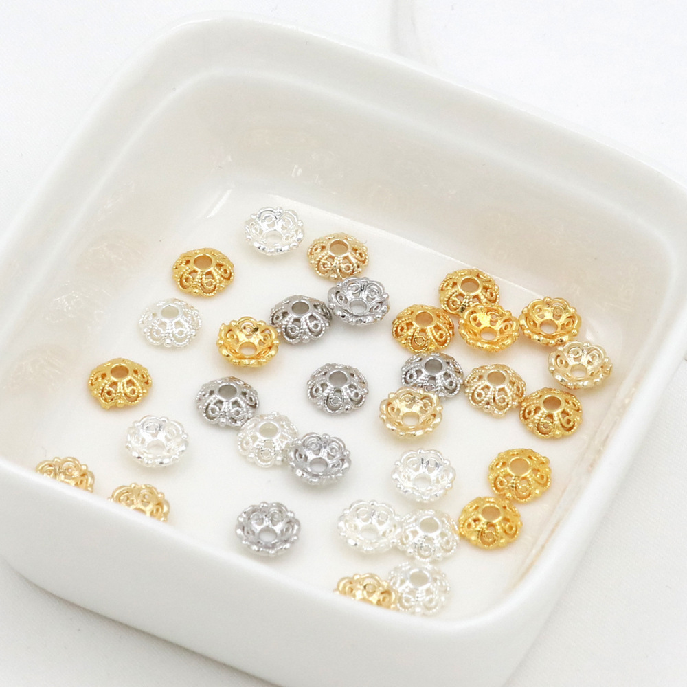 MYK3740-100 pieces/bag 18k gold flower holder, flower cap, bead holder, spacer bead