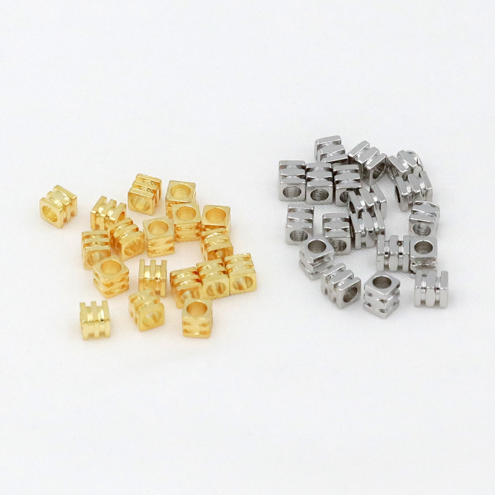 MYK3751-100 pieces/bag of 18K gold square three-tiered tower-shaped spacer beads
