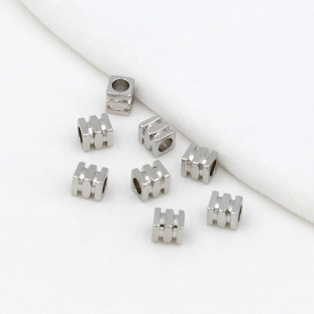 MYK3751-100 pieces/bag of 18K gold square three-tiered tower-shaped spacer beads
