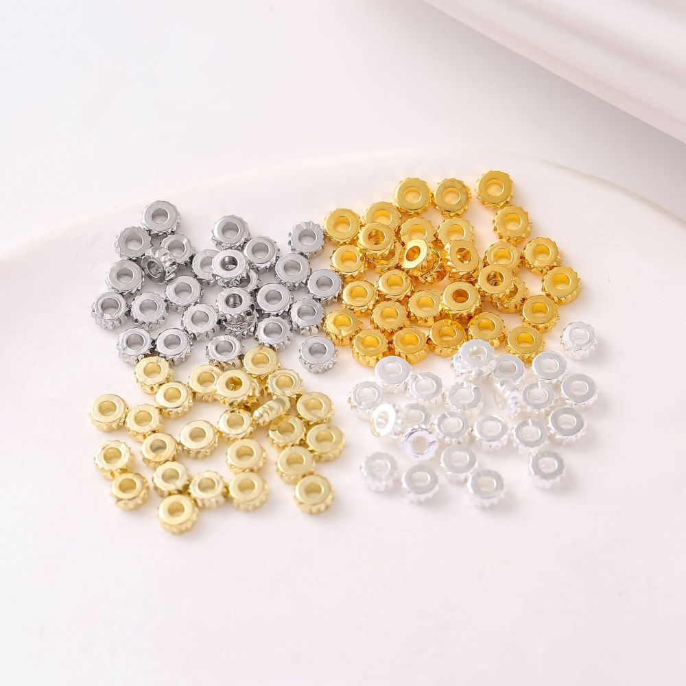 MYK3738-100 pieces/bag 18K flat curved blade ball wheel spacer beads