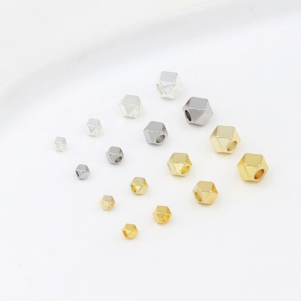 MYK3749-100 pieces/bag 18K polygonal multifaceted spacer beads, diamond-shaped beads