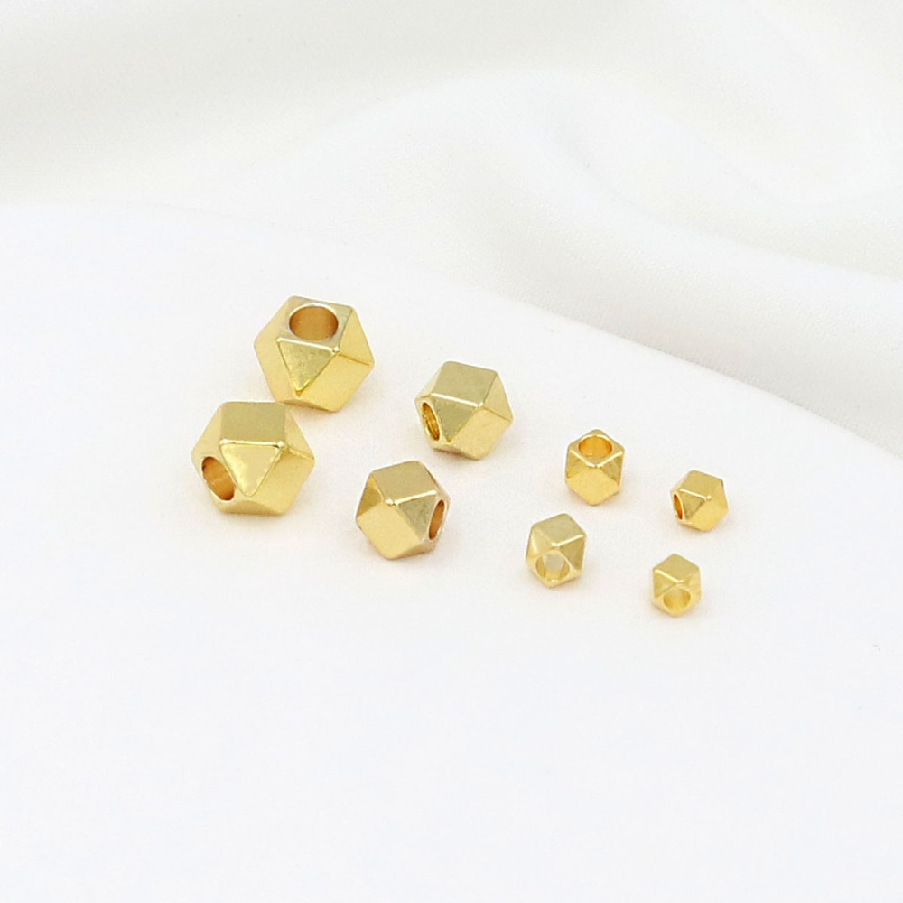 MYK3749-100 pieces/bag 18K polygonal multifaceted spacer beads, diamond-shaped beads