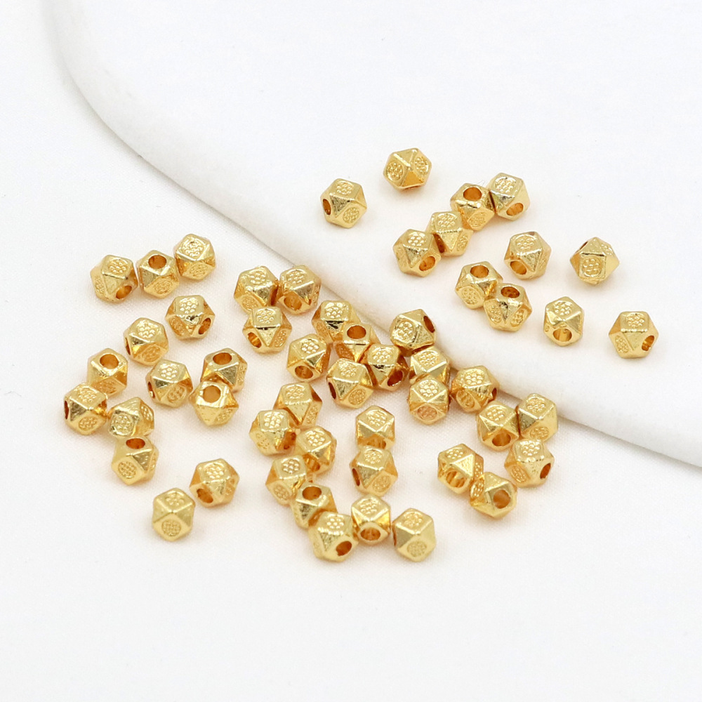 MYK3743-100 pieces/bag 18k gold dotted diamond-shaped spacer beads