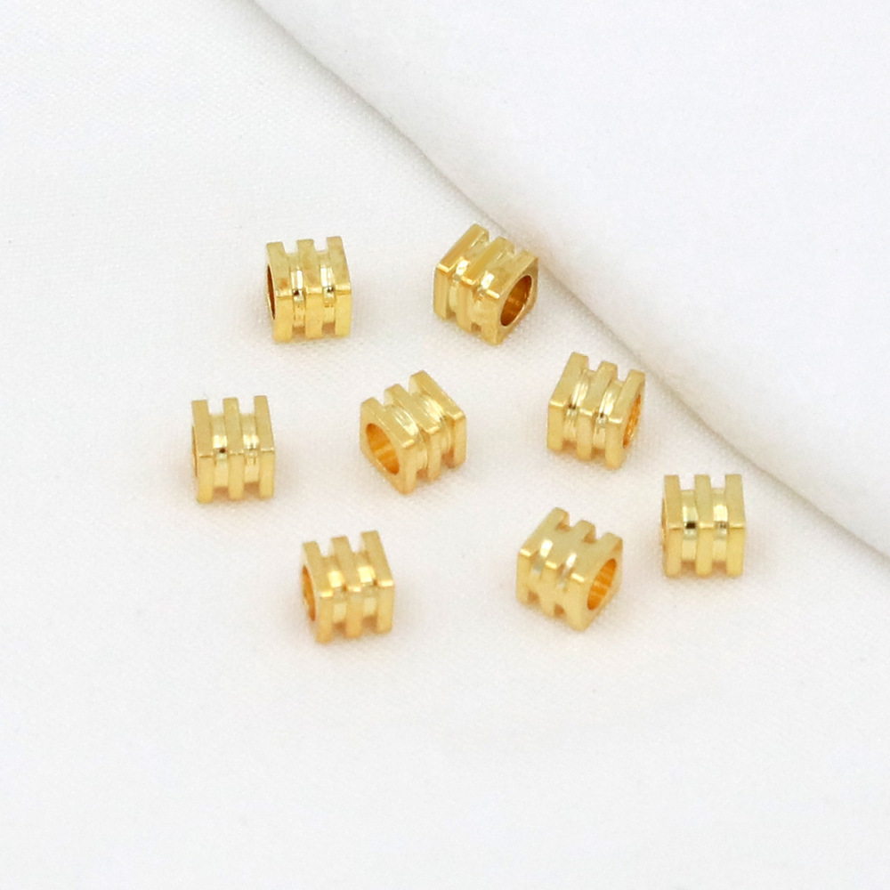 MYK3751-100 pieces/bag of 18K gold square three-tiered tower-shaped spacer beads