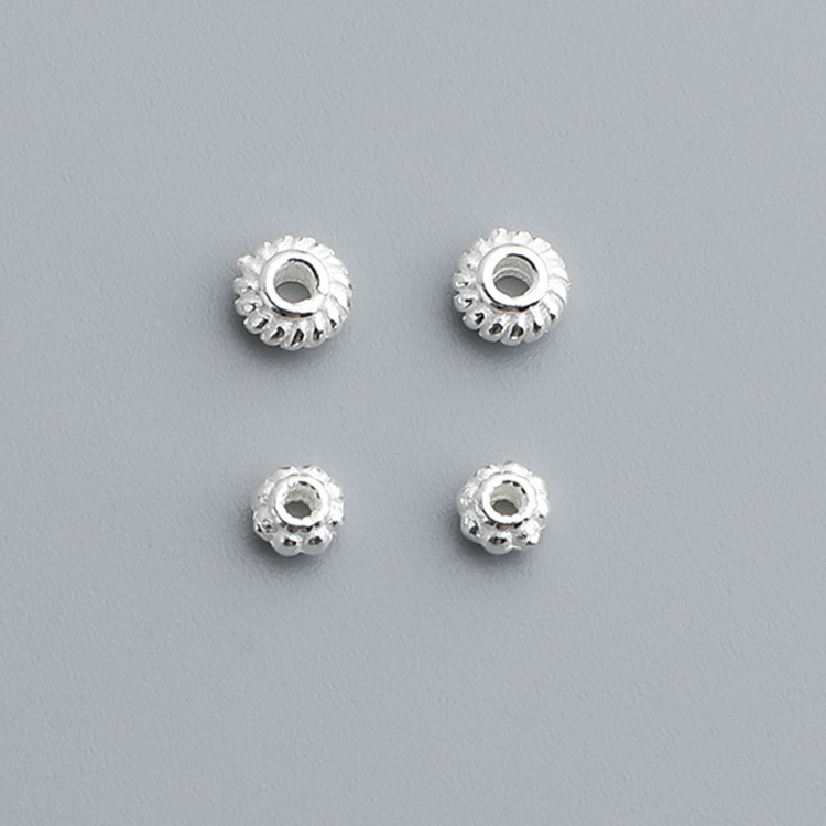 5PCS/BAG S925 Sterling Silver Twisted Dot Spacer Beads - DIY Accessories