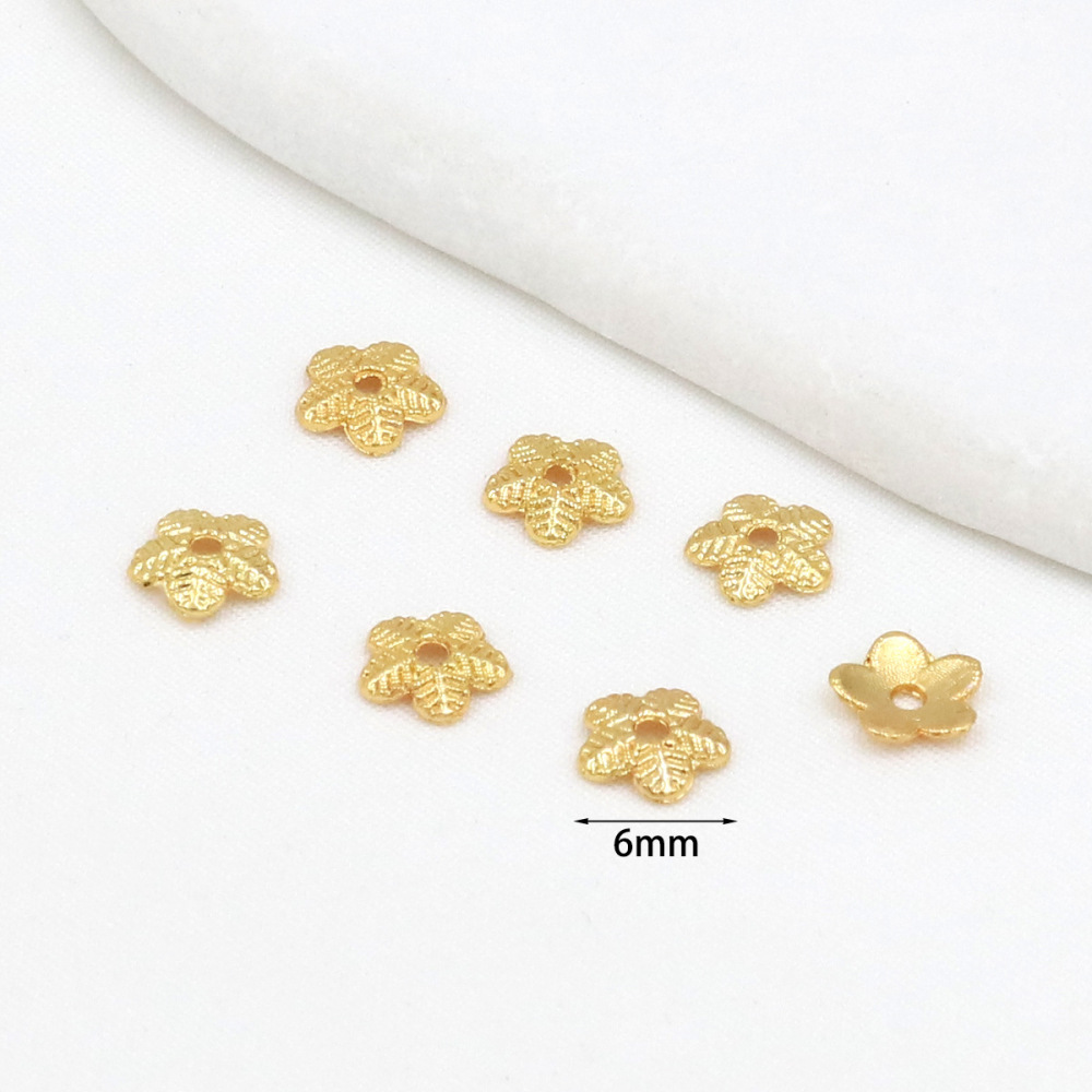 MYK3757-100 pieces/bag 18k five-leaf patterned flower holder spacer