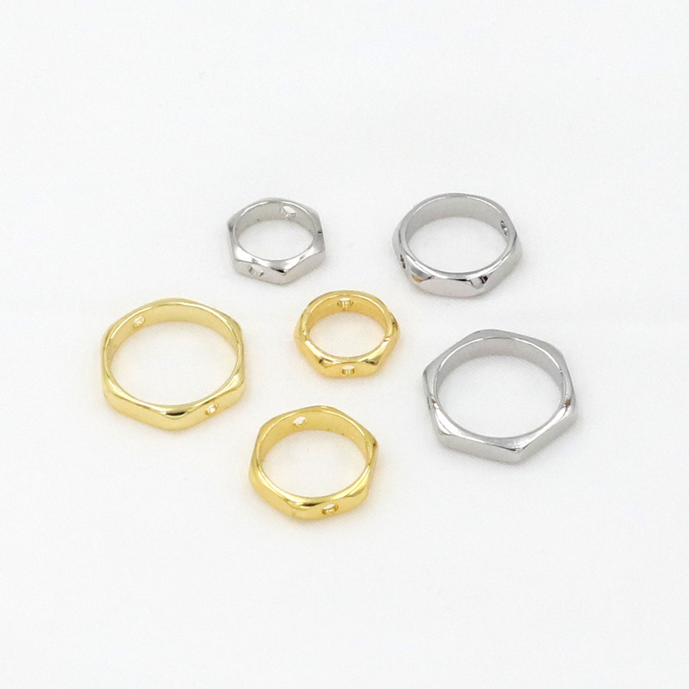 MYK3765-100 pieces/bag 18K hexagonal copper ring spacer bead ring