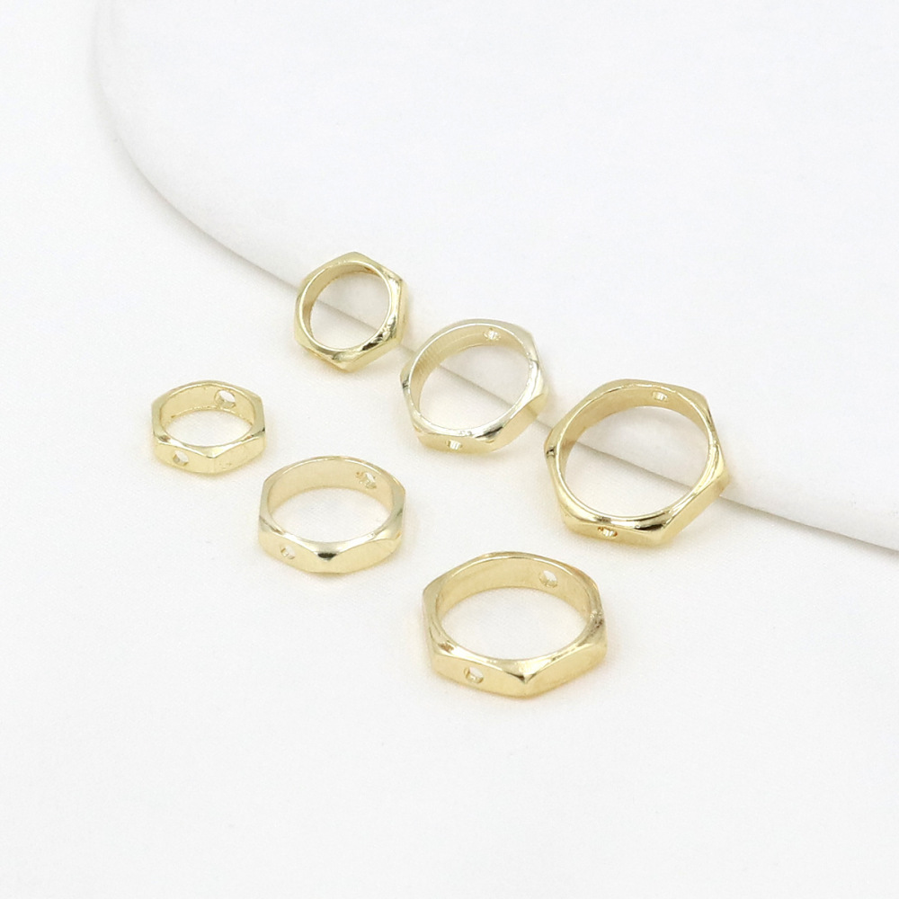 MYK3765-100 pieces/bag 18K hexagonal copper ring spacer bead ring