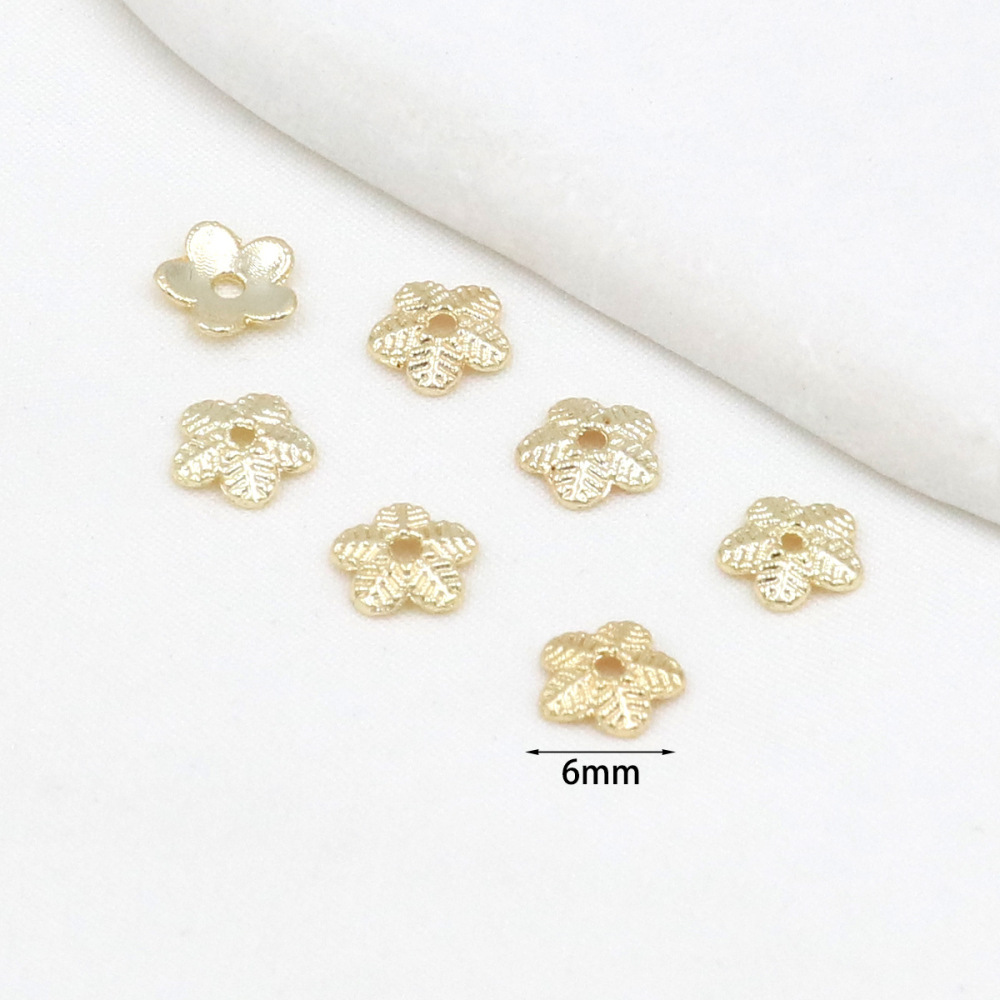 MYK3757-100 pieces/bag 18k five-leaf patterned flower holder spacer