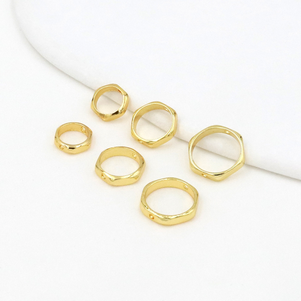 MYK3765-100 pieces/bag 18K hexagonal copper ring spacer bead ring