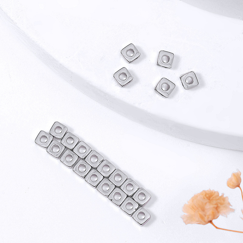 MYK3766-100 pieces/bag of 18K gold and silver loose beads square spacers