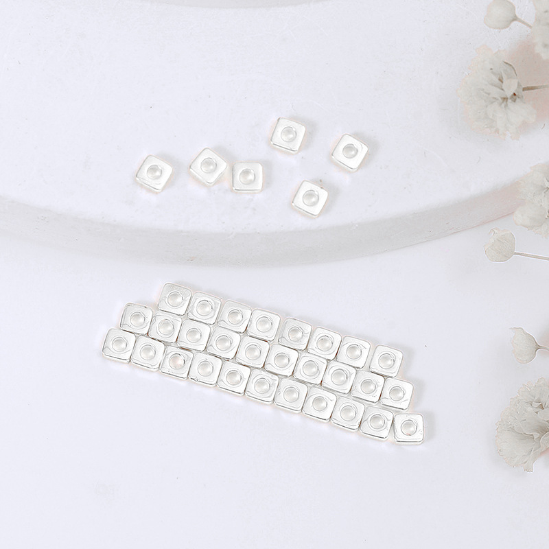 MYK3766-100 pieces/bag of 18K gold and silver loose beads square spacers