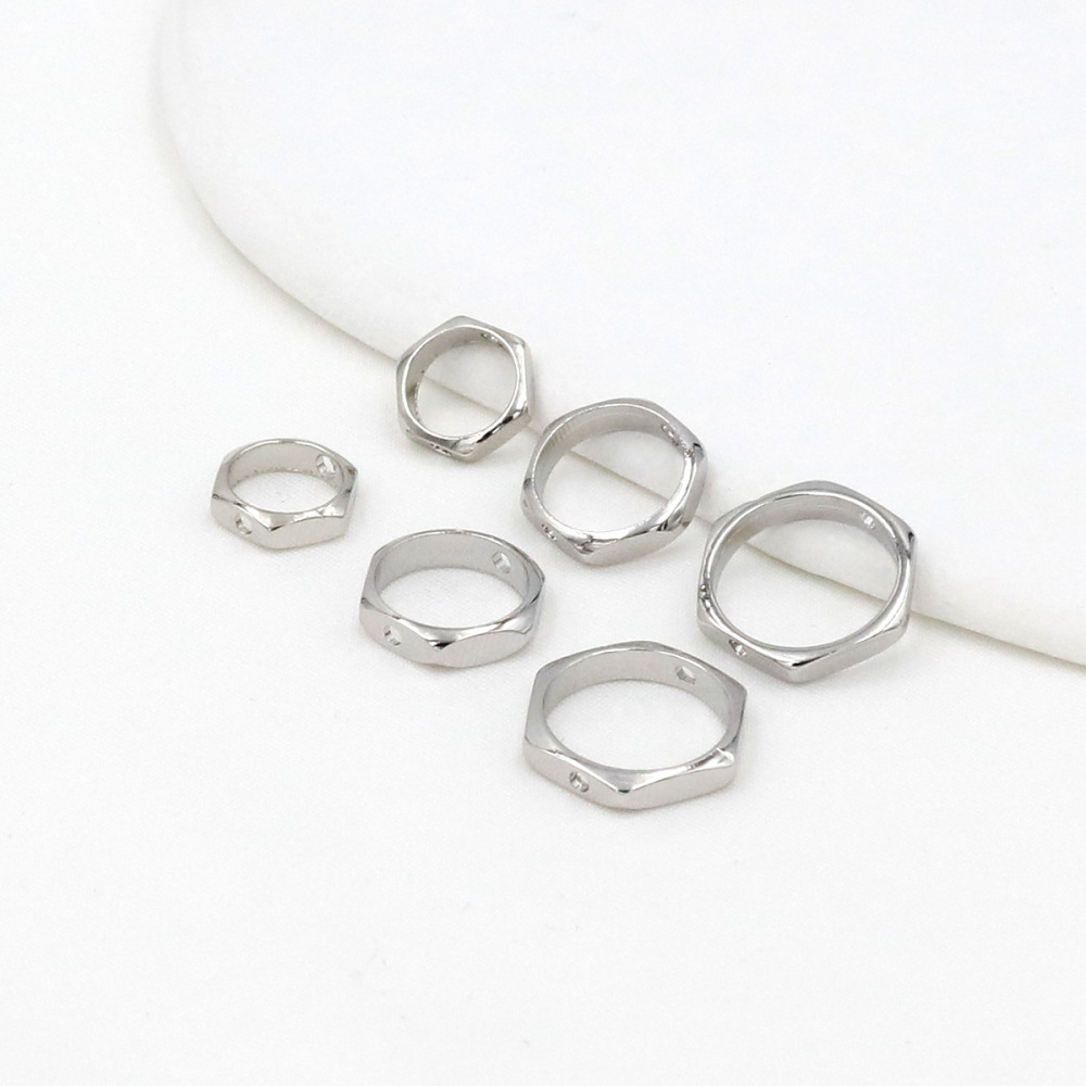 MYK3765-100 pieces/bag 18K hexagonal copper ring spacer bead ring
