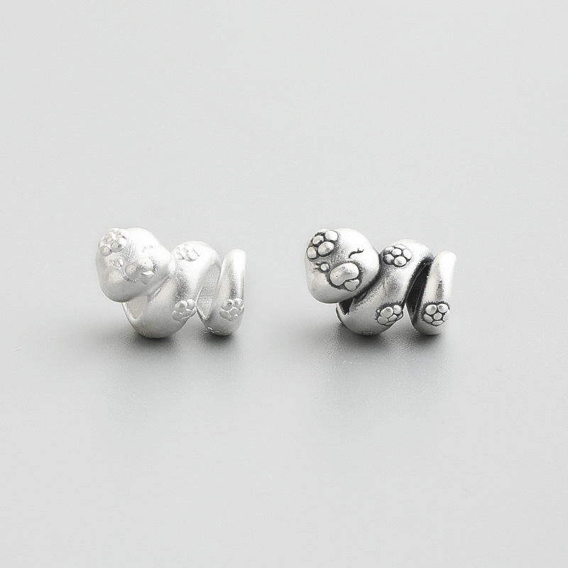 S999 Sterling Silver Zodiac Snake Spacer Beads (Running Ring, Scrolling Snake) - DIY Accessories